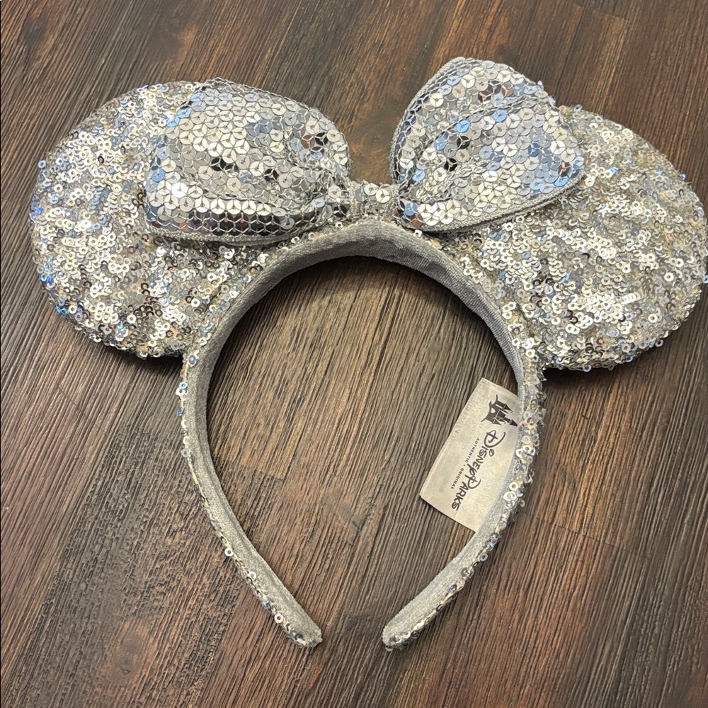 Disney Silver Sequin Minnie Mouse Ears Headband